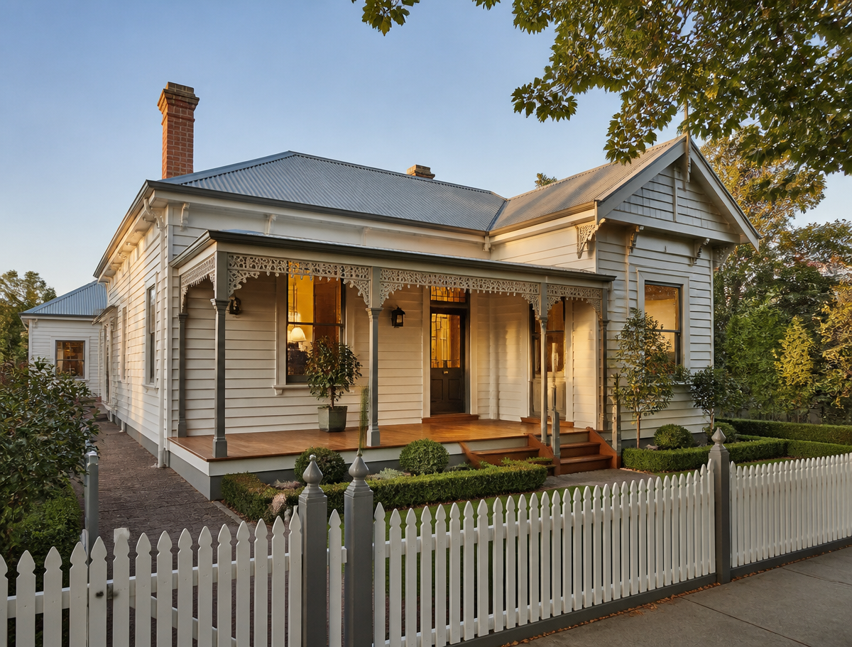 Maintained older weatherboard home with verandah and timber deck — typical Bendigo residential property repair work