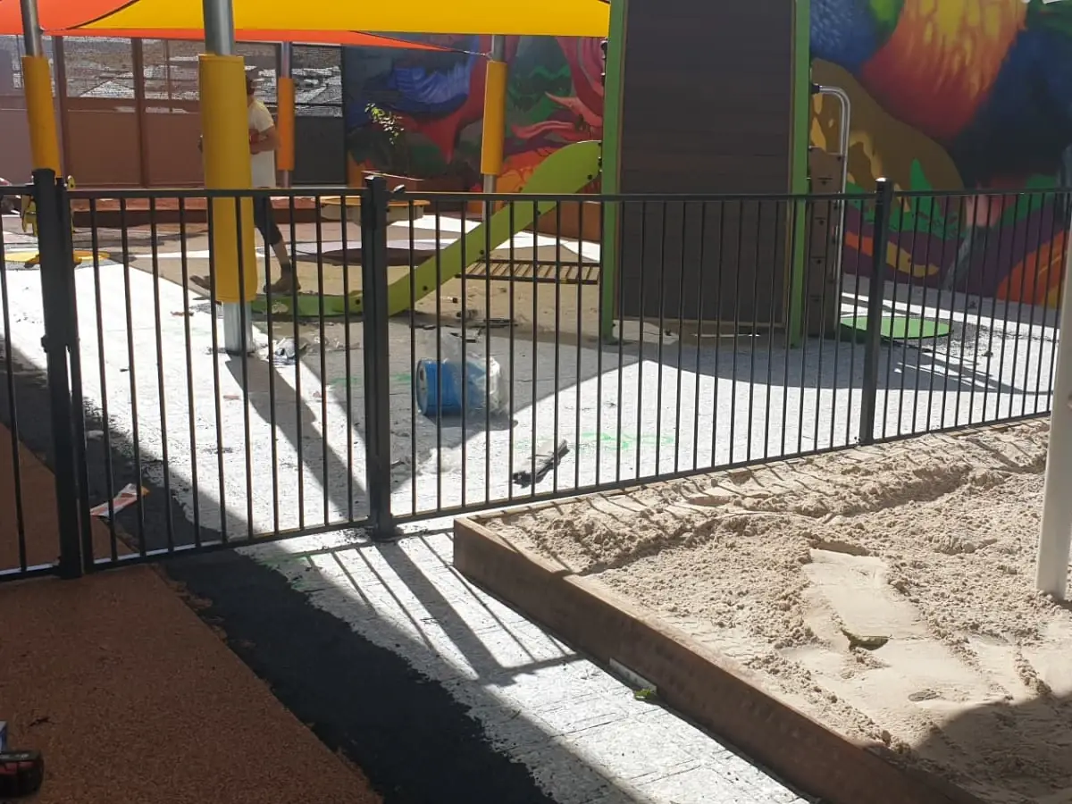 Completed black metal fencing, posts and gate installation in Bendigo